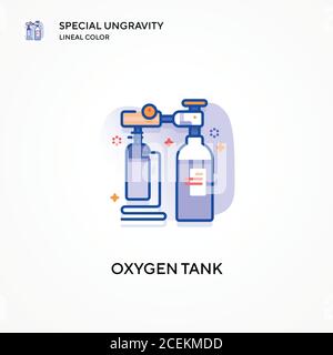 Icona di colore lineare ungravity speciale del serbatoio dell'ossigeno. Concetti moderni di illustrazione vettoriale. Facile da modificare e personalizzare. Illustrazione Vettoriale