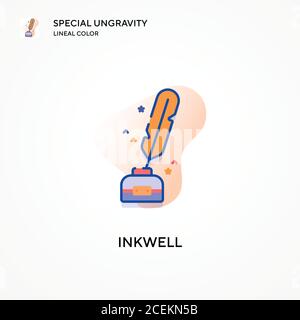 Icona di colore lineare a gravità speciale Inkwell. Concetti moderni di illustrazione vettoriale. Facile da modificare e personalizzare. Illustrazione Vettoriale