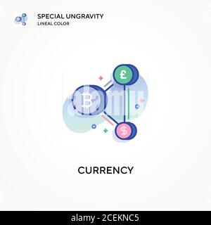 Icona di colore lineare di ungravity speciale della valuta. Concetti moderni di illustrazione vettoriale. Facile da modificare e personalizzare. Illustrazione Vettoriale