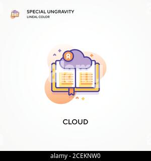 Icona di colore lineare ungravity speciale nuvola. Concetti moderni di illustrazione vettoriale. Facile da modificare e personalizzare. Illustrazione Vettoriale