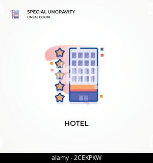 Hotel speciale ungravity icona di colore lineare. Concetti moderni di illustrazione vettoriale. Facile da modificare e personalizzare. Illustrazione Vettoriale