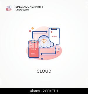 Icona di colore lineare ungravity speciale nuvola. Concetti moderni di illustrazione vettoriale. Facile da modificare e personalizzare. Illustrazione Vettoriale