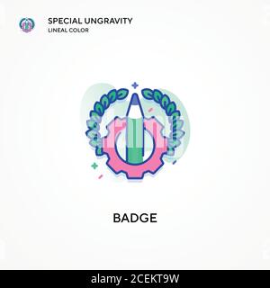 Icona di colore lineare ungravity speciale del badge. Concetti moderni di illustrazione vettoriale. Facile da modificare e personalizzare. Illustrazione Vettoriale