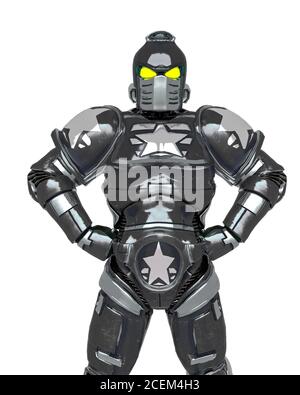 crusher combat sta facendo una posa super su sfondo bianco, illustrazione 3d Foto Stock