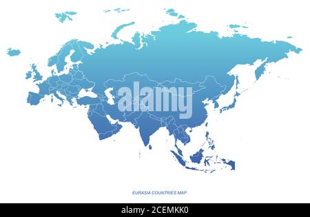 Eurasia Paesi Mappa vettoriale europa e asia continentale. Illustrazione Vettoriale