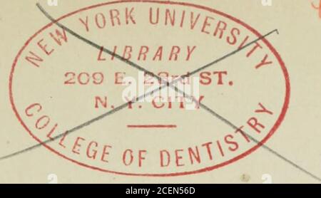 . I principi e la pratica della chirurgia dentale. TRECENTOVENTI ILLUSTRAZIONI. FILADELFIA : LINDSAY & BLAKISTON 18G3. Iscritto secondo la legge del Congresso, nel 1863, da LINDSAY & BLAKISTON, nel Clerks Office del Tribunale distrettuale di Th-e Stati Uniti per l'EasternDistrict di Pennsylvania. Enrico B. Asiimfad, Printi-.r, Xo». 1102 nd 1104 Sansom St. IAJU100 NEIK^FI^I T   TIE CFEJIJI] THOMAS E. BOND, M. D., PROFESSORE DI PATOLOGIA SPECIALE E TERAPEUTICA NELLA CHIRURGIA OFDENTAL DEL BALTIMORE COLLEGE, COME SEGNO DI GRATITUDINE PER MOLTA GENTILEZZA, E COME TESTIMONIANZA DI RISPETTO AN Foto Stock