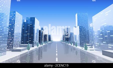 City Building semplice moderno Skyscraper business 3D illustrazione sfondo. Foto Stock