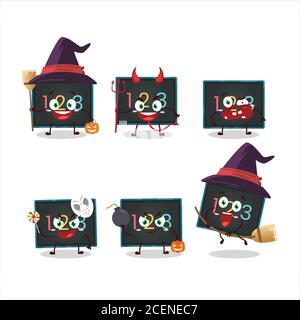 Emoticon di espressione di Halloween con carattere cartoon di valore numerico a bordo Illustrazione Vettoriale