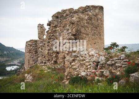 Torre rovinata della fortezza di Calamita a Inkerman, Sevastopol, Crimea Foto Stock