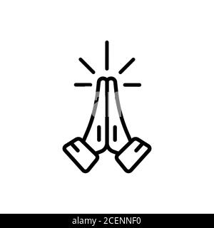 Mani piegate in pregare con ilina. Richiesta, entreaty, per favore. Vettore su sfondo bianco isolato. EPS 10 Illustrazione Vettoriale