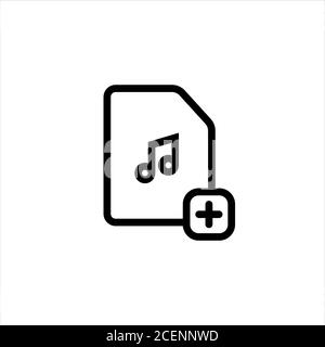 Icona Aggiungi linea musicale. Cartella Musica con segno di aggiunta. Vettore su sfondo bianco isolato. EPS 10 Illustrazione Vettoriale