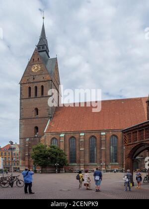 Marktkirche an Platz am Markt a Hannover, Niedersachsen, Deutschland, Europa Market Church e Old Tonwhall a Square am Markt a Hannover, bassa Sassonia Foto Stock