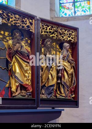 Flügelaltar im westlichen Chor der ottonischen Kirche St. Michaelis in Hildesheim, Niedersachsen, Deutschland, Europa, Unesco Weltkulturerbe aled al Foto Stock