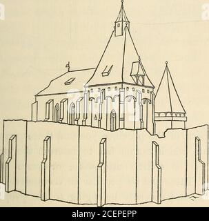 . Transilvania; i suoi prodotti e la sua gente. Con mappe e numerosi mali. Dopo fotografie. CHTTKCH A DENNDOEF. Per la navata intermedia ha reso impossibile per i combatanti sul coro di lanciare proiettili in quella direzione. CHIESA DI BONESDOEF. Tale torre, e così collocato, divenne quindi un necessarybulwark. o 2 196 TRANSILVANIA. In un altro tipo di chiesa, l'architetto ha fatto la caratteristica più saliente, così come la parte più forte, scavalcando nella torre. Tutta l'importanza, sia per il theeye che per la difesa, è stata concentrata là. Aveva thebuttres Uniti da archi, come nella ot Foto Stock