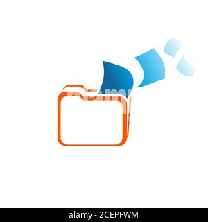 Simbolo dell'icona della struttura della cartella con carta. Simbolo dell'icona di progettazione piatta per la progettazione di elementi. Illustrazione vettoriale EPS.8 EPS.10 Illustrazione Vettoriale