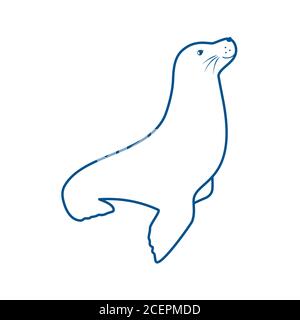 Sigillo cute animale marino icona isolato su bianco, illustrazione vettoriale Illustrazione Vettoriale