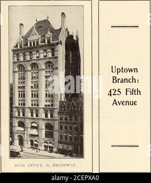 . La cronaca commerciale e finanziaria. Trust Company DI NEW YORK HA NOLEGGIATO 1864 sede principale: 80 Broadway. Capitale 1,000,000.00 milioni di dollari di eccedenza 8,126,625,1totale risorse 78,170,714.96 funzionari AUGUSTUS W. KELLEY, Vice Presidente JOHN V. B. THAYER, Vice Presidente e SectyEDWARD R. MERRITT, Vice Presidente GEORGE GARR HENRY, Vice Presidente CARROLL C. RAWLINGS, Trust OfficerHENRY M. POPHAM, Asst. SecretaryT. W. HARTSHORNE, Asst. SecretaryHENRY M. MYRICK, Asst. SEGRETARIO WALTER P. BLISS, AMORY S. CARHART, ALEX. SMITH COCHRAN, AMOS F. ENO, FREDERIC DEP. FOSTER, HARRISON E. GAWTRY, AMMINISTRATORI: ROBERT WALTON ANDARE Foto Stock