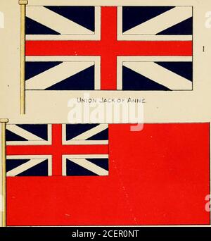 . La storia di Union Jack, come è cresciuta e cosa è, in particolare nel suo legame con la storia del Canada. 24. Uxiox Jack di Anna,1707.. Reid Ensign di Anne Foto Stock