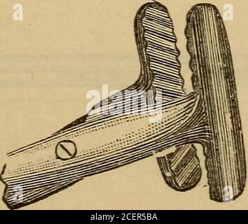 . Infermieristica in chirurgia addominale e malattie delle donne. Pinze ciste. Pinze a pressione piegate.T a « Fig. 20.. Pinzette a T. 92 ALLATTAMENTO IN CHIRURGIA ADDOMINALE. Riavvolgitori. Fig. 21. Foto Stock