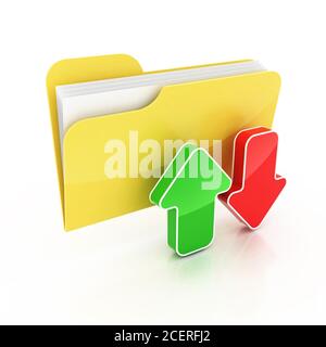 icona carica cartella di download illustrazione 3d Foto Stock
