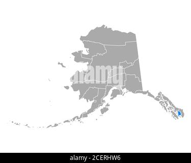 Ketchikan Gateway sulla mappa di Alaska Foto Stock