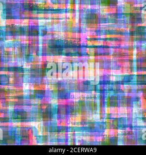 Astratto grunge croce forme geometriche arte contemporanea multicolore motivo sfondo senza giunture. Acquerello tratto a mano colorful pennellate texture. Foto Stock