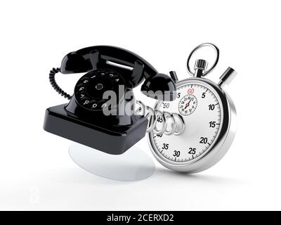 Telefono con cronometro isolato su sfondo bianco Foto Stock