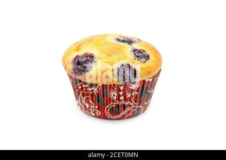 Muffin ai mirtilli isolati su sfondo bianco Foto Stock