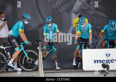 Critérium du Dauphiné Libéré 2020 a Megève : Astana Team Foto Stock