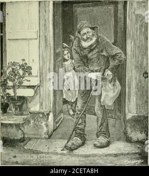 . Jules Bastien-Lepage e la sua arte UN ricordo. n le sue labbra, il sorriso dalla sua ultima canzone; nei suoi occhi, le lacrime! Supportedonly da un ramo, sta scivolando unawares; lo streamis abbastanza vicino a lei. In un momento lei sarà in it.She è vestita in un po 'di verde blu bodice, una gonna bianca con grandi pieghe; le sue tasche sono piene di fiori, e dietro di lei è un fiume-lato Landscape.One banca sotto gli alberi, con alte erbe fiorite, e migliaia di fiori di hemlock, come stelle in thesky; e nella parte superiore del quadro, un pendio boscoso ; e il sole della sera che splende attraverso il birchesand hazel b Foto Stock
