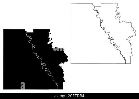 Caldwell County, Louisiana (contea degli Stati Uniti, Stati Uniti d'America, Stati Uniti, Stati Uniti, Stati Uniti) mappa vettoriale, schizzo scrimolo mappa di Caldwell Parish Illustrazione Vettoriale