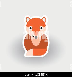 Happy Fox - simpatico animal cartone animato. Personaggio dei bambini. Semplice illustrazione vettoriale con ombreggiatura. Illustrazione Vettoriale