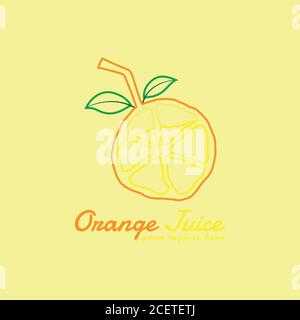 Questo logo è stato creato per un'azienda o un'azienda che si occupa di bevande a base di succo d'arancia come ingrediente principale. Illustrazione Vettoriale