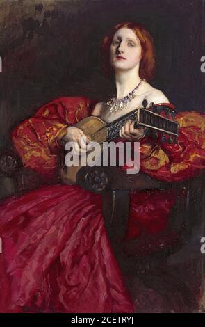 Abbey Edwin Austin - un giocatore di Lute - Scuola Britannica - 19 ° secolo Foto Stock