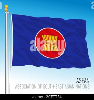 Associazione ASEAN delle nazioni del sud-est asiatico bandiera, organizzazione internazionale, illustrazione vettoriale Illustrazione Vettoriale