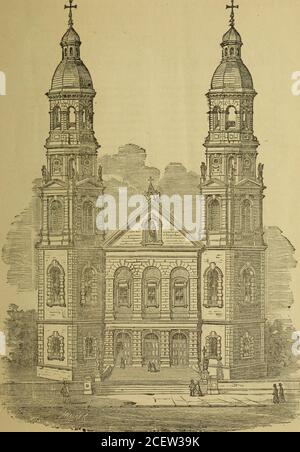 . College Ste. Marie et Eglise du Gesu. Ha deragliato i lavori; il giorno di San Josephs, 1864, (marzo 19), hanno cominciato a preparare il sito e dopo settimane sono stati avviati i lavori di costruzione. Il progetto della chiesa è stato arredato da quel noto architetto, il signor Keely, di Brooklyn, N. Y. e' senza dubbio un'opera d'arte di alto livello, firmata a imitazione del Churchof the Gesu, uno dei migliori Ba-silici di Roma. La Chiesa è stata benedetta e aperta al culto il 3 dicembre 1865 (St Francesco Saverio giorno). I servizi nei giorni feriali sono alle ore più equestre come quelli delle altre chiese cittadine; la domenica e Holyda Foto Stock