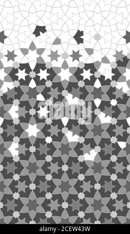 Texture di mezzitoni geometrie grigie con disintegrazione. Motivo senza giunture vettoriale grigio arabo Illustrazione Vettoriale
