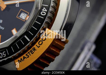 Primo piano e fotografie dettagliate di un Hydrosub automatico Edox orologio da immersione svizzero Foto Stock