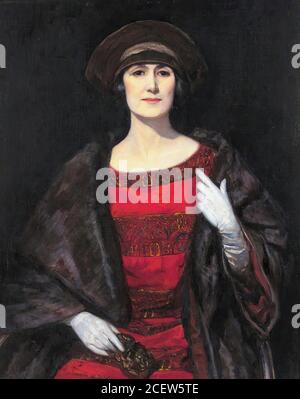 Amshewitz John Henry - Ritratto di una Signora in A. Fur Shawl (forse la signora Amshewitz) - British School - 19 ° secolo Foto Stock