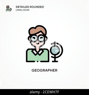 Icona del vettore del geografo. Concetti moderni di illustrazione vettoriale. Facile da modificare e personalizzare. Illustrazione Vettoriale
