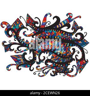 Etnico, psichedelico, modello Boho, isolato. Illustrazione Vettoriale