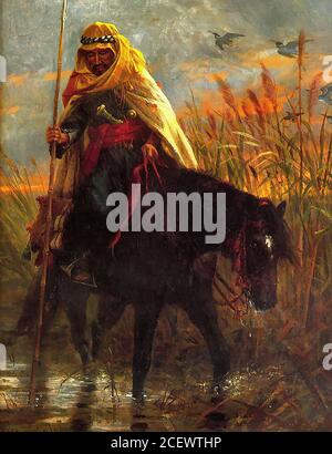 Beavis Richard - beduino che sente la sua strada attraverso un morass - British School - 19 ° secolo Foto Stock