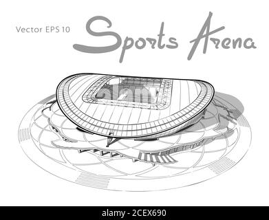 Delineare i principali stadium di Kazan. Illustrazione Vettoriale