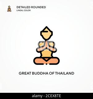 Grande buddha di thailandia vettore icona. Concetti moderni di illustrazione vettoriale. Facile da modificare e personalizzare. Illustrazione Vettoriale