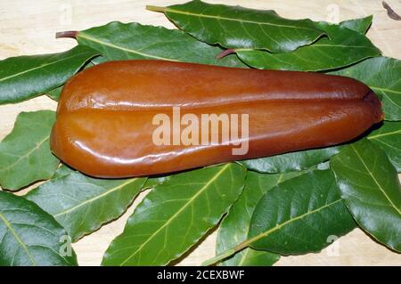 Bottarga (uova di pesce) cibo tipico della Sardegna, Italia Foto Stock