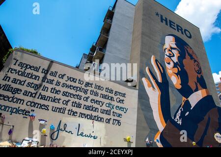 John Lewis Hero murale, Sweet Auburn District, Atlanta, Georgia Foto Stock