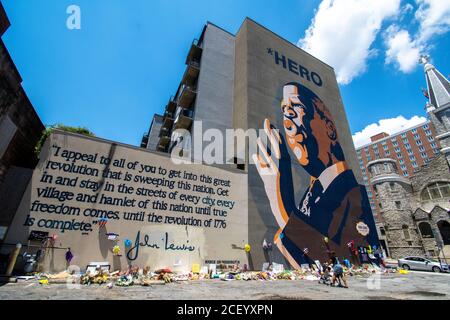 John Lewis Hero murale, Sweet Auburn District, Atlanta, Georgia Foto Stock