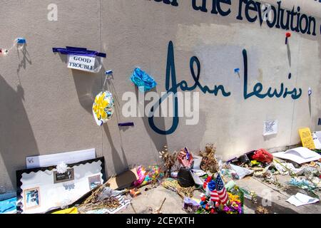 John Lewis Hero murale, Sweet Auburn District, Atlanta, Georgia Foto Stock