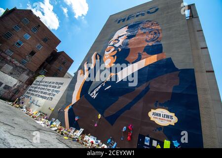 John Lewis Hero murale, Sweet Auburn District, Atlanta, Georgia Foto Stock