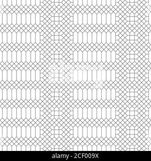 Modello senza giunture vettoriale. Struttura moderna ed elegante con linee sottili intersecanti che formano regolarmente griglia lineare piastrellata con rombi incrociati Illustrazione Vettoriale